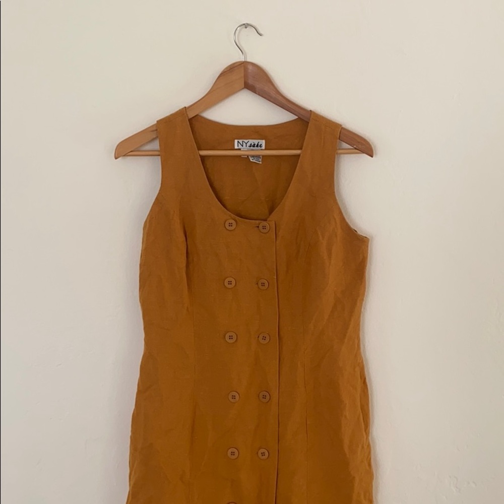 Mustard yellow vintage linen dress